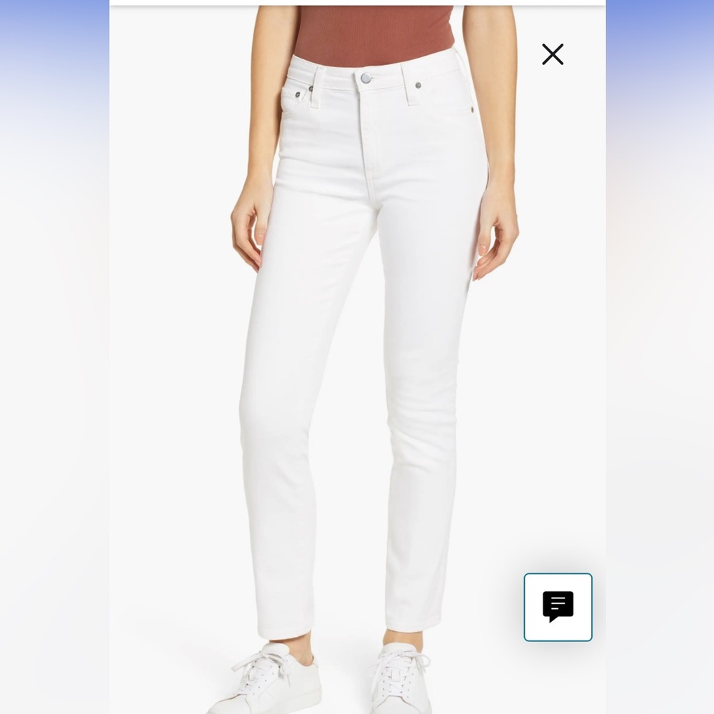 AG Adriano Goldschmied Mari High Waist Slim Straight Leg Jeans, white, size 25